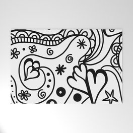 Black and White Doodle Welcome Mat