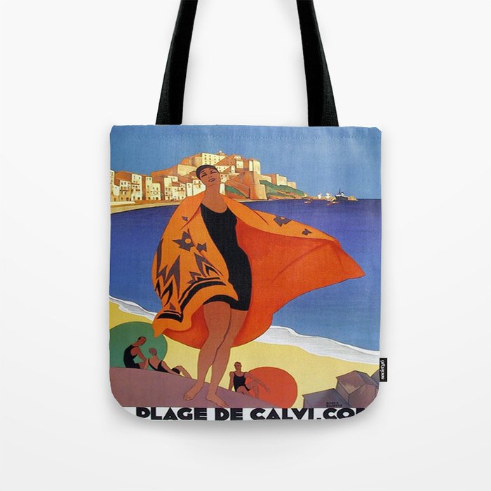 Vintage poster - La Plage de Calvi, La Corse, France Tote Bag