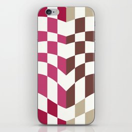 Pink and brown warp checked iPhone Skin