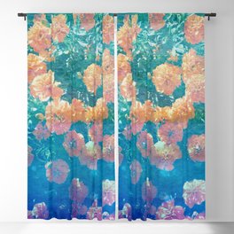 muted orange floral vintage photo effect Blackout Curtain