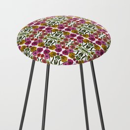 Mid-Century Modern Mums Floral Pattern Pink Counter Stool