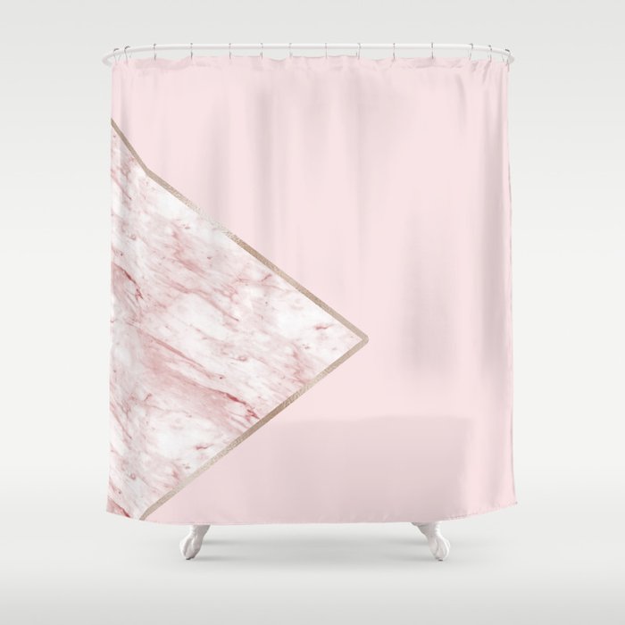 Blush Pink Geo Marble Shower Curtain By Marbleco Society6