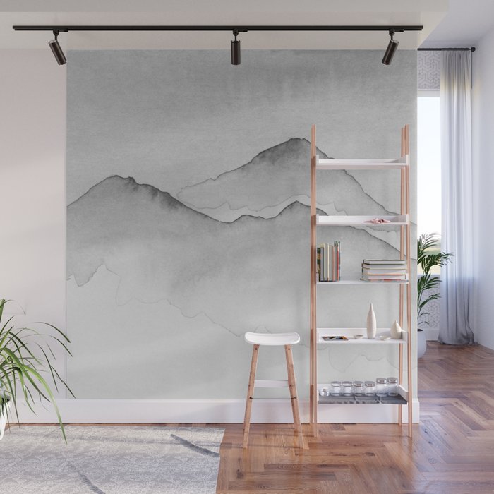 Mountainscape in Black And White Wall Mural