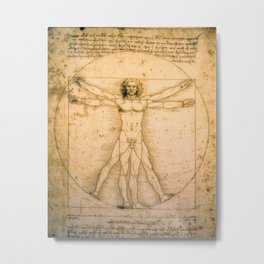 Vitruvian Man by Leonardo da Vinci Metal Print