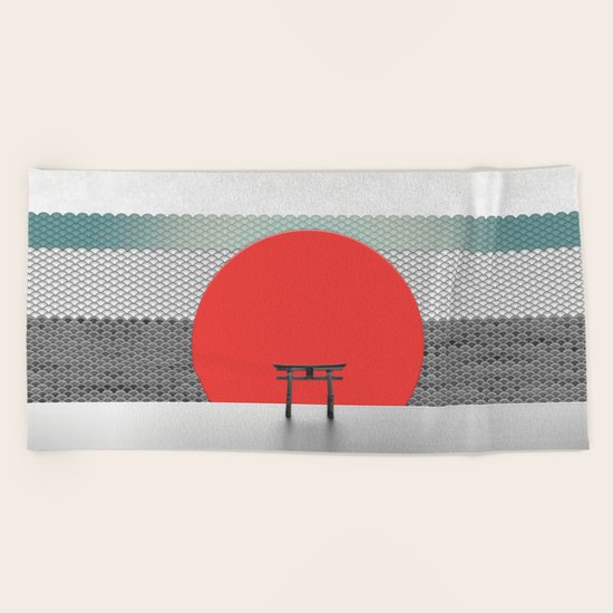 The Red Sun Beach Towel