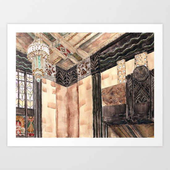 inside the Art Deco spaceship Art Print