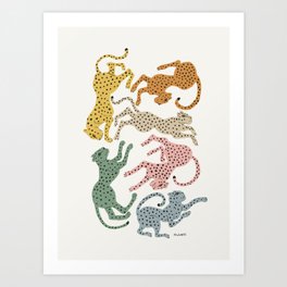Rainbow Cheetah Kunstdrucke | Cheetah, Vintage, Nursery, Black And White, Pattern, Pink, Curated, Watercolor, Painting, Multi 