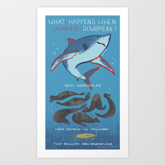What Happened When Sharks Disappear (Great White) Art Print