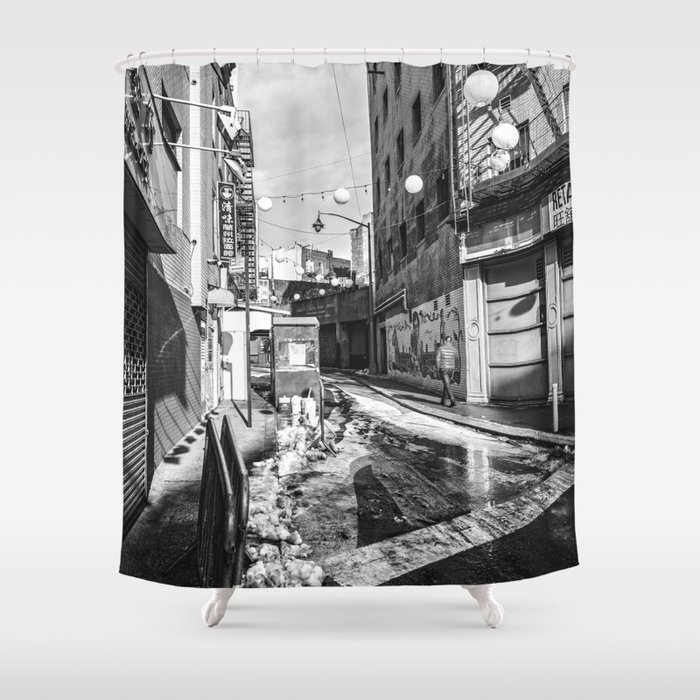 Chinatown - Black and Whtie Shower Curtain