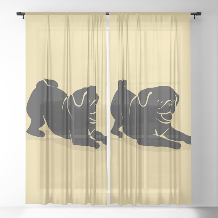 Pug Dog Vector Illustration Pug Cute Sheer Curtain