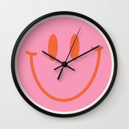Pink and Orange Smiley Face Wall Clock | Happy, Smiley, Pinksmileyface, 2000S, Digital, Graphic, Smileface, Curated, Smiling, Smile 