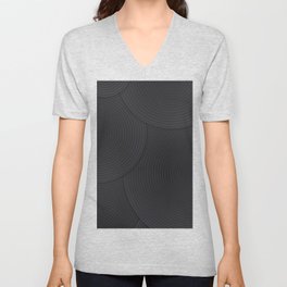 Grey Color Gradient Circle Line Art  Design V Neck T Shirt