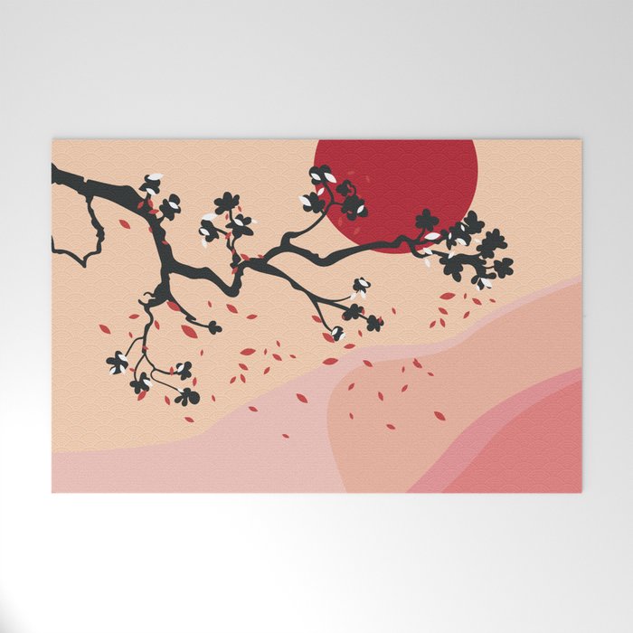 Cherry Blossoms Contemporary Abstract Welcome Mat