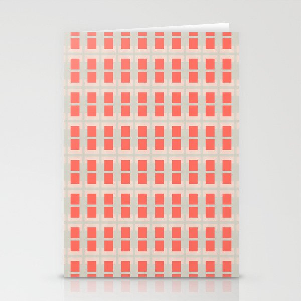 80s Mid Century Rectangles Coral Stationery Cards