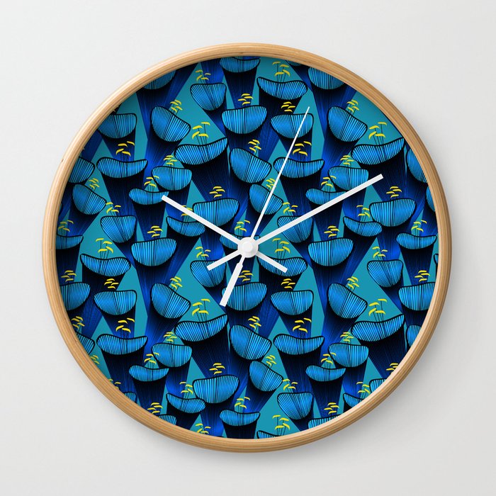 Royal Blue Bellflower Floral Pattern Wall Clock