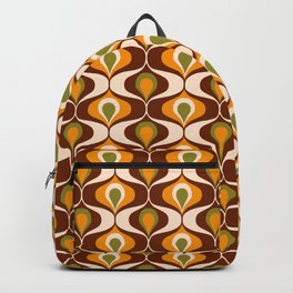 Retro 70s ovals op-art pattern brown, orange Backpack