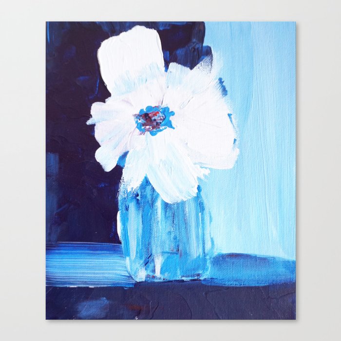 Abstract flower art, cobalt blue, Navy Canvas Print