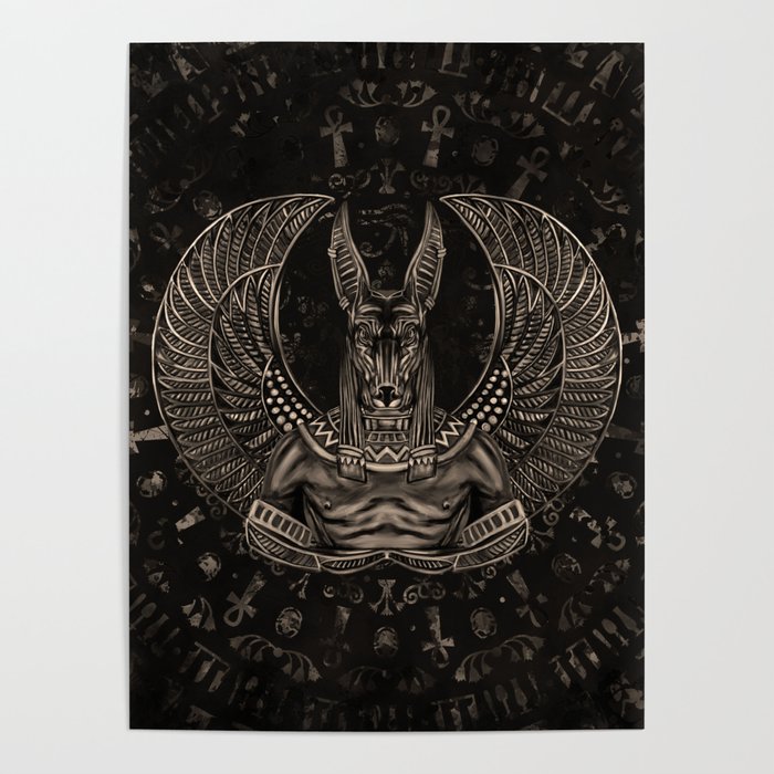 Anubis - Egyptian God Sepia Poster