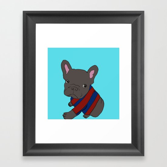 French Bull Dog Puppy in a Sweater Framed Art Print