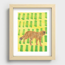 Wildcat in Slow Motion - Brown and Green and Yellow Recessed Framed Print