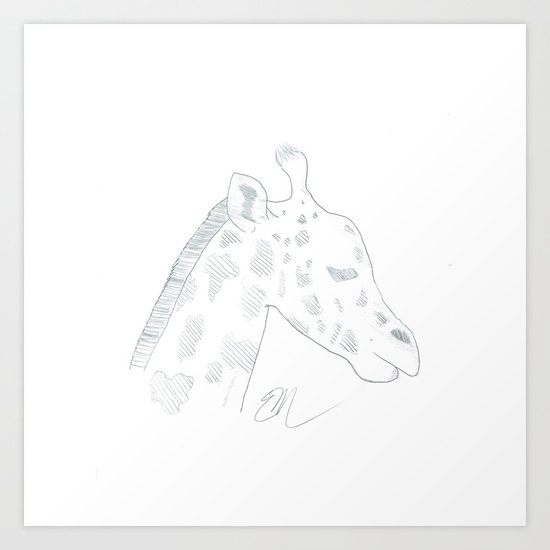 GIRAFFE LINE ART Art Print