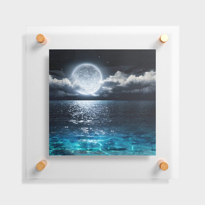 Full Moon over Ocean Floating Acrylic Print