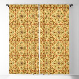 Floral tiles in orange and buttercup yellow Blackout Curtain