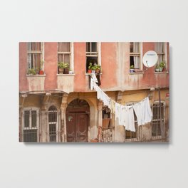Street with laundry, in Istanbul, Turkey | Travel photography | Fine art photo print in pastel.  Metal Print
