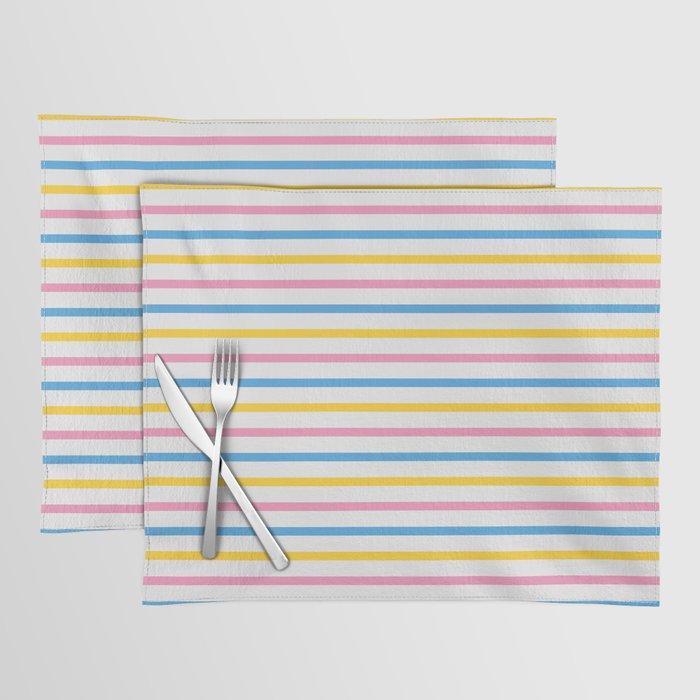 Color Lines of Train Pink/ Blue/ Yellow Placemat