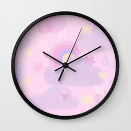 Smooth immitating pancil kawaii rainbow pattern Wall Clock