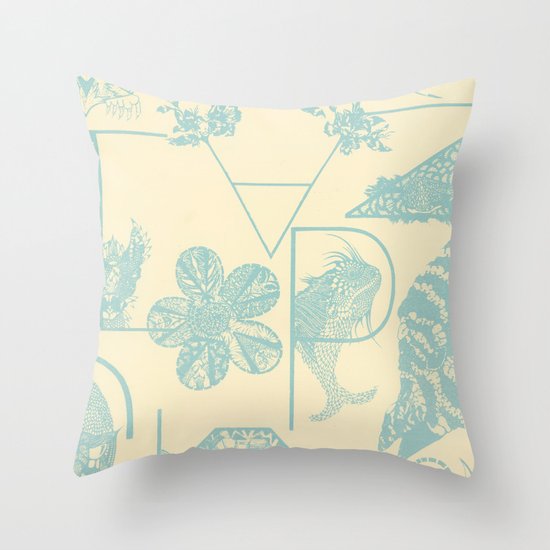 Letters in blue Throw Pillow