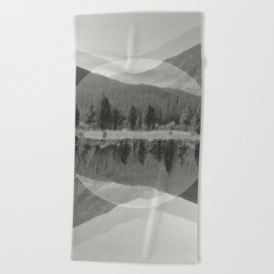 Mountain Mirror BW Beach Towel