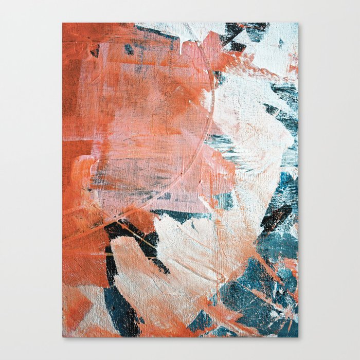 Interrupt [2]: a pretty minimal abstract acrylic piece in pink white and blue by Alyssa Hamilton Art Canvas Print