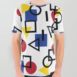 Colorful Geometric Bauhaus Pattern  All Over Graphic Tee