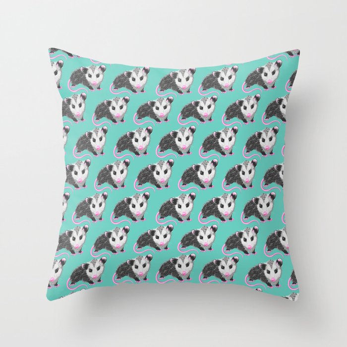 Opossum Pattern Throw Pillow