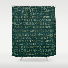 egyptian traditional golden hieroglyphics ethnic pattern Shower Curtain