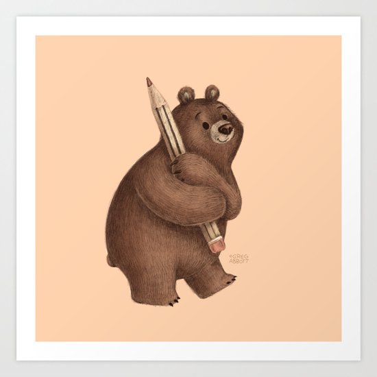 The Drawing Bear Art Print