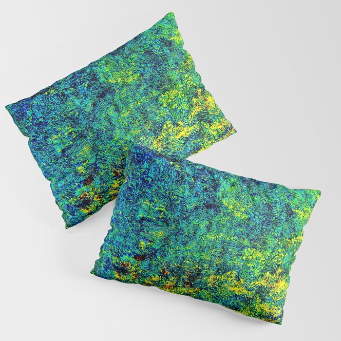 Abstract Flowers Yellow And Green Pillow Sham