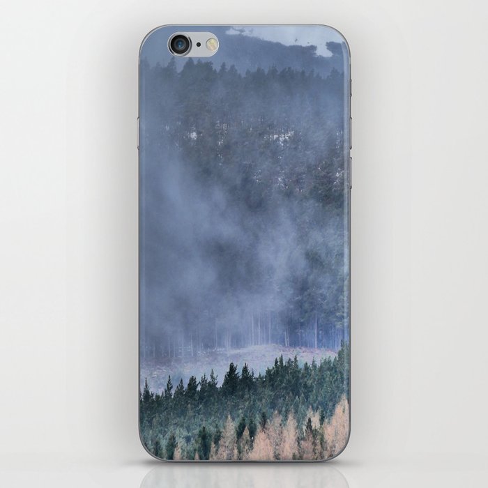 Descending Mist Over a Scottish Highlands Pine Forest iPhone Skin