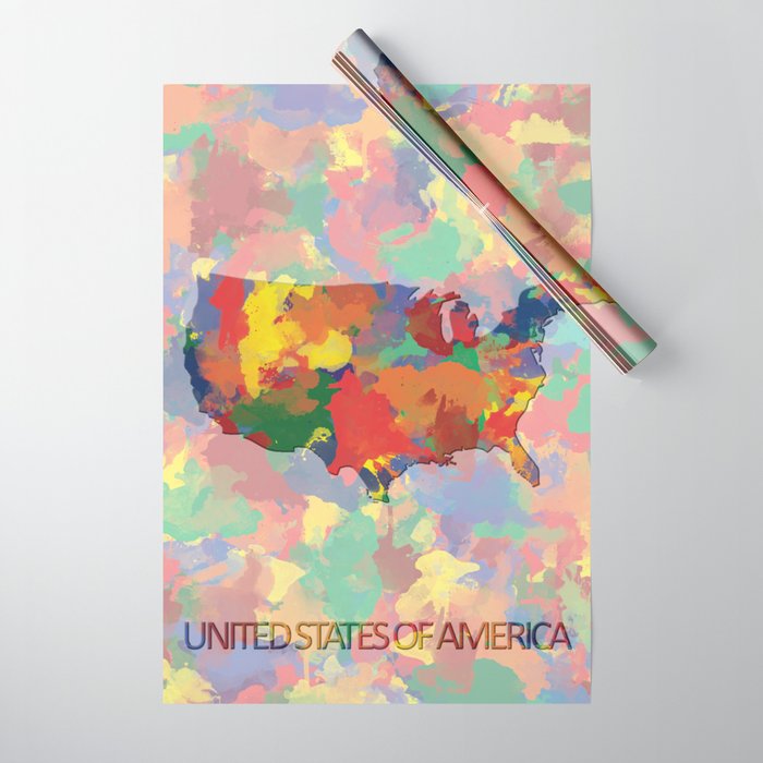 USA, United States of America, Outline, Map Wrapping Paper