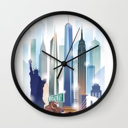 New York City Skyline Wall Clock | Architecture, Abstract, Wallstreetbull, Poster, Statueofliberty, Wallprints, Empire, Cityscape, Citylandmark, Newyorkskyline 