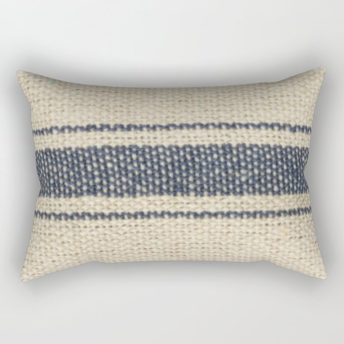 Vintage Grain Sack horizontal Stripe Rectangular Pillow