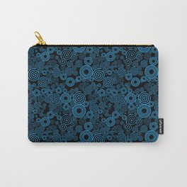 Trippy Bright Blue and Black Spiral Pattern Carry-All Pouch