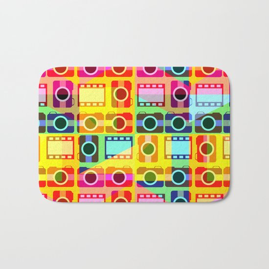 Colorful camera pattern Bath Mat