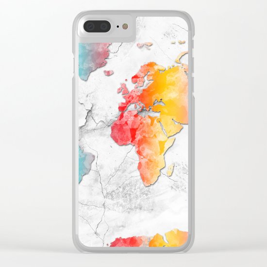 world map marble 2 Clear iPhone Case
