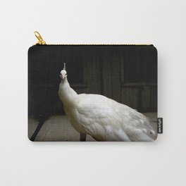 Elegant white peacock vintage shabby rustic chic french decor style woodland bird nature photograph Carry-All Pouch