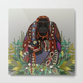 orangutan king pewter Metal Print | Indonesia, Pattern, Pewter, Primate, Drawing, Botanical, King, Sumatranorangutan, Orangutan, Ink Pen 