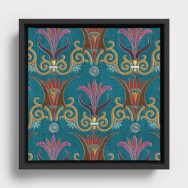 Ornate Lily Lotus Flowers Framed Canvas