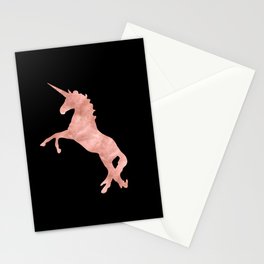 Unicorn Pink Rose Gold Black Stationery Card