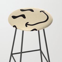 Wonky Smiley Face - Black and Cream Bar Stool
